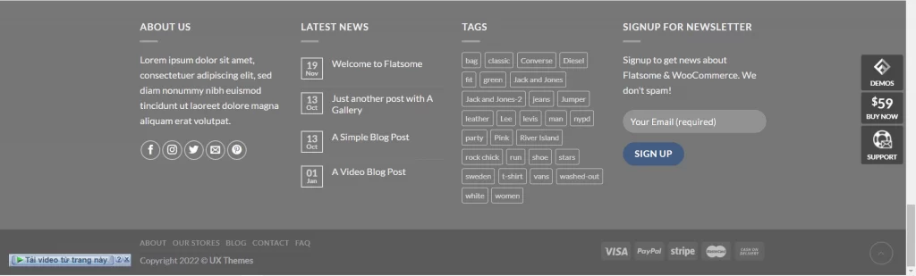 Hướng dẫn sử dụng Flatsome nâng cao chi tiết 2023 31 Một loại Footer mẫu của Flatsome